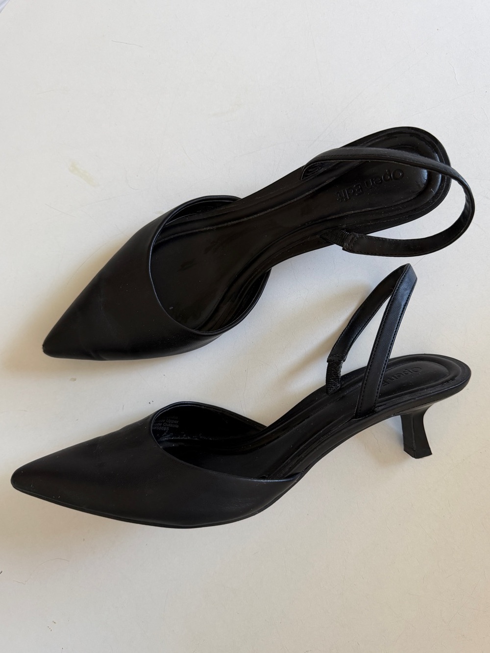OPEN EDIT Classic Black Pointed-Toe Slingback Heels